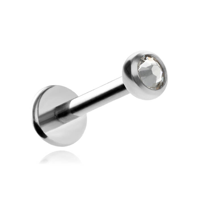 Titanium labret with white premium crystal - silver