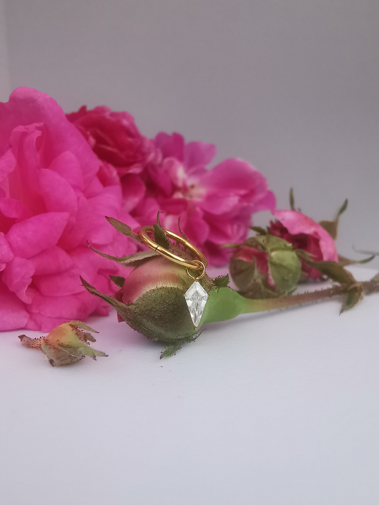 Titanium Charms with white zirconia - gold - D-062