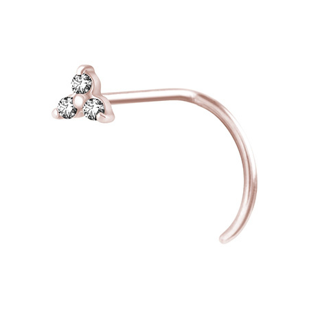 Rose gold - white zirconia nose stud - NS-022