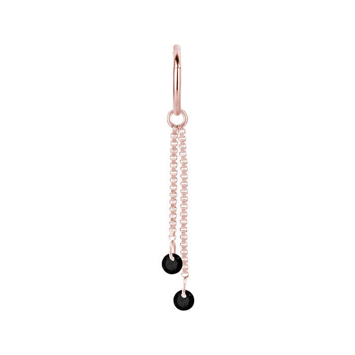 Charms chain with black cubic zirconias - rose gold - D-071