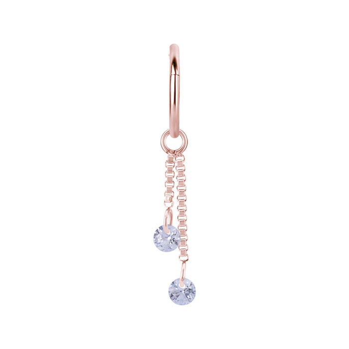 Charms chain with white cubic zirconias - rose gold - D-071