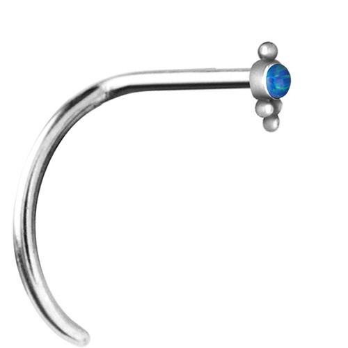 Nose stud with blue opal - silver - NS-023