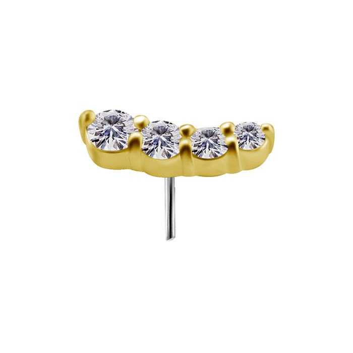 attachment 18K gold ornamental with white zircons - right - GD18K-045