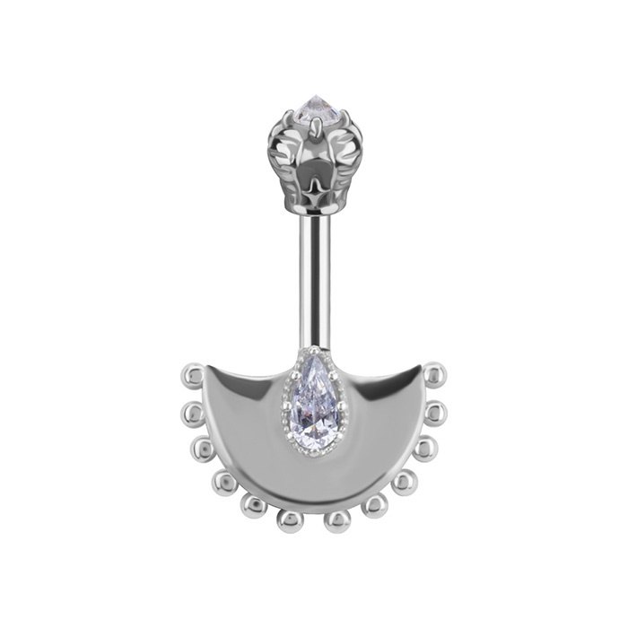 Labret tulip with white zircons - silver - LGW-053