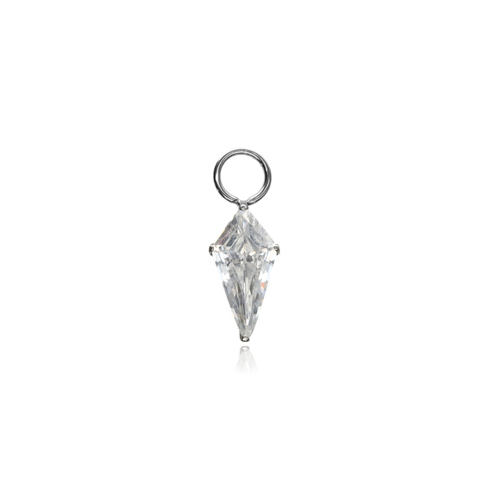 Titanium Charms with white zirconia - silver - D-062