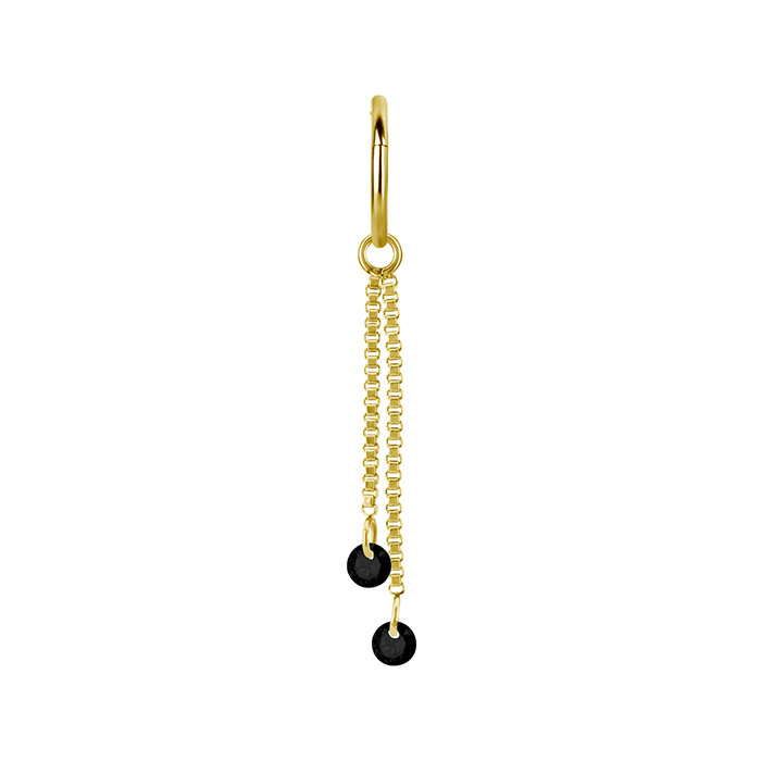 Charms chain with black zircons - gold - D-071