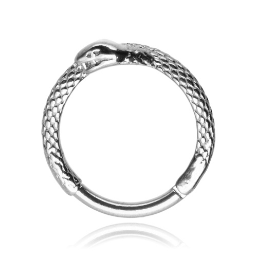 Silver snake clicker ring - K-058