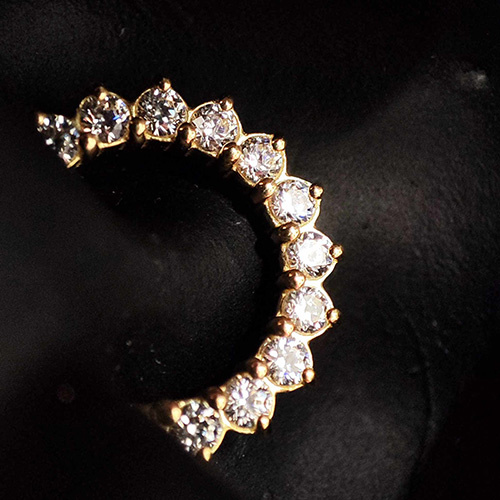 Piercing ring clicker - 18K gold with white zircons - GD18K-030