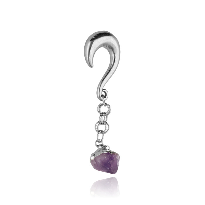 Ear weight with purple amethyst - silver - PT-178