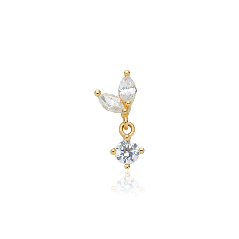 attachment 14K gold ornamental with white zircons - GD14K-007