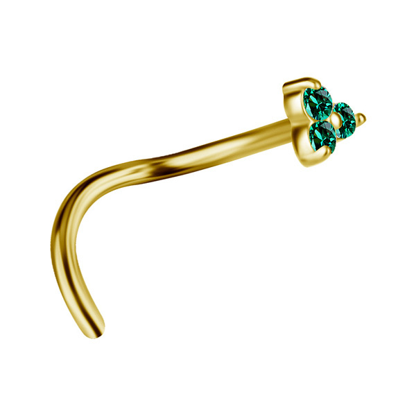 18K Gold Nasal Earring with Marine Nano Gems - GD18K-003