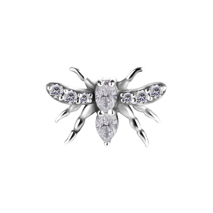 Attachment push in - flying insect with white zirconia - CoCr NF - silver - PI-018
