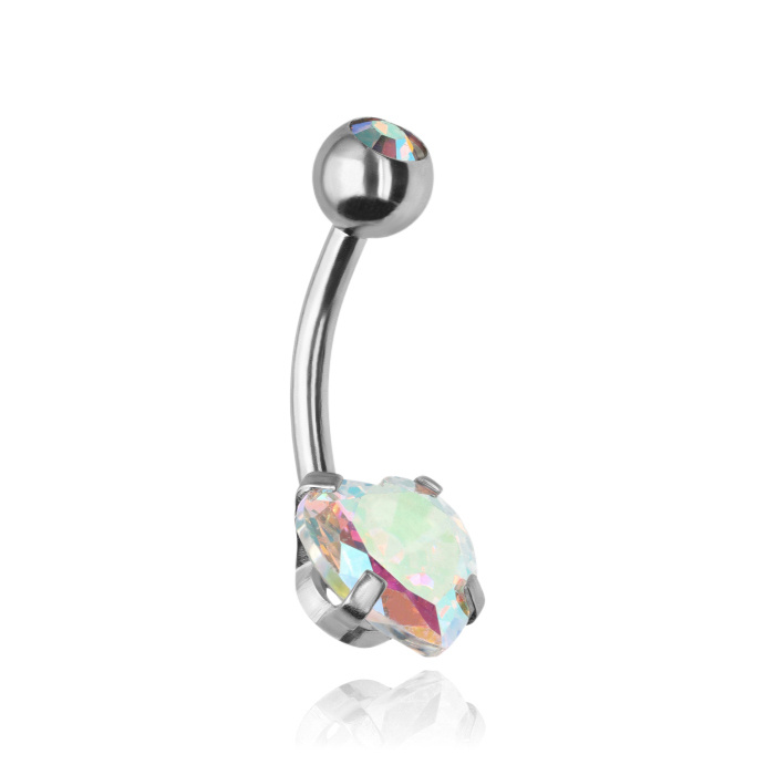 Belly button ring - iridescent heart - KP-036