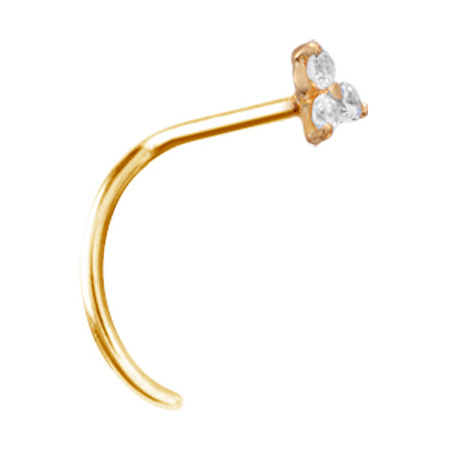 Gold 18K Premium Zirconia nose stud with white zirconia - GD18K-003