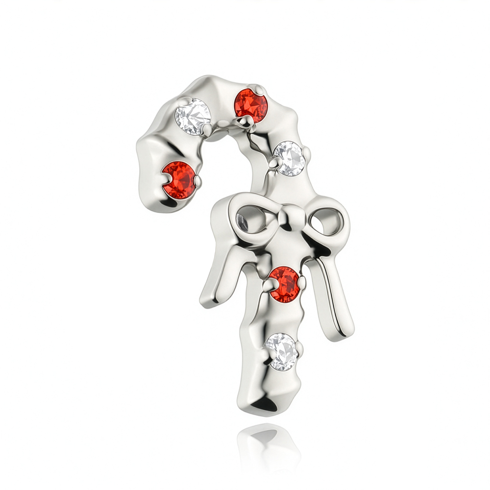 Titanium attachment with white zircons - silver - TNA-104