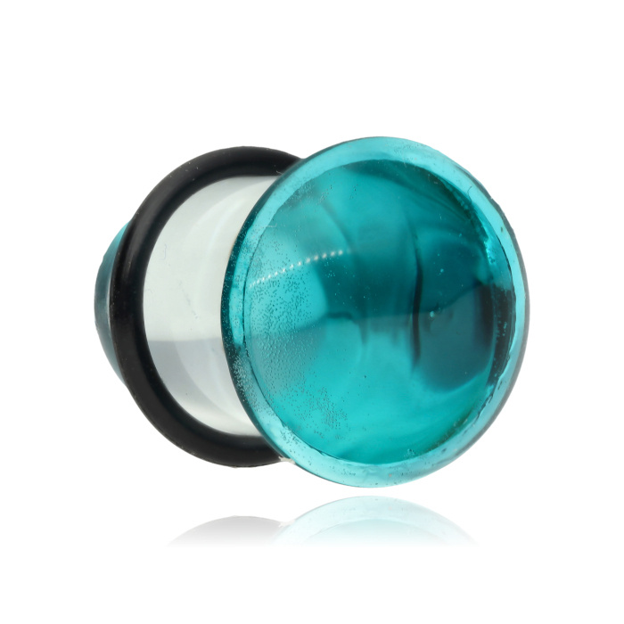 Glass plug with o-ring - blue - PT-061