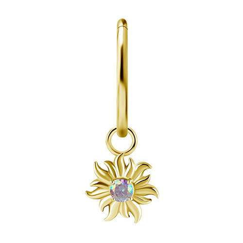 Charms - CoCr NF - sun - colored PREMIUM ZIRCONIA - gold - D-054