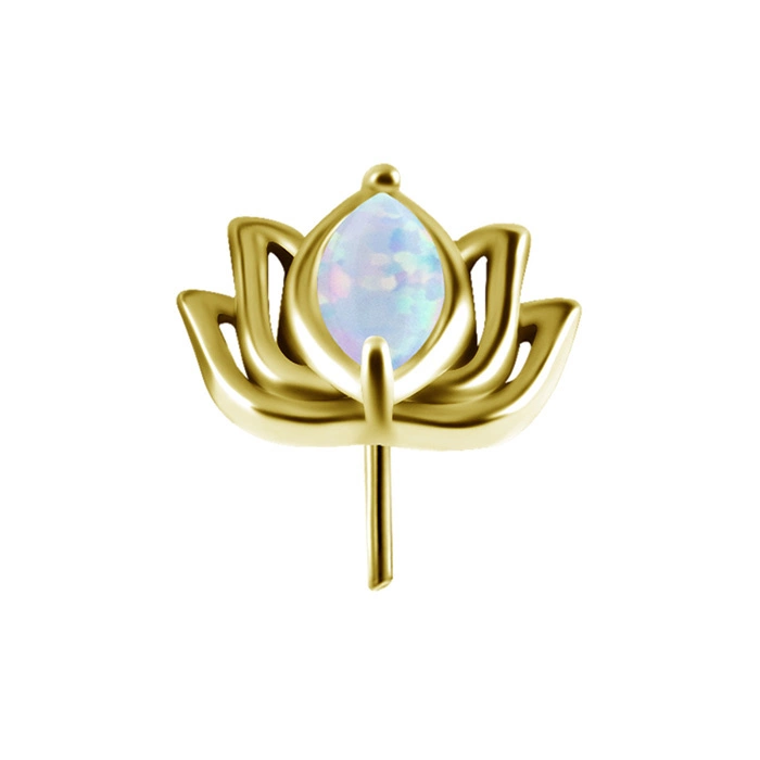 Attachment push in - lotus flower with white opal - CoCr NF - gold - PI-003