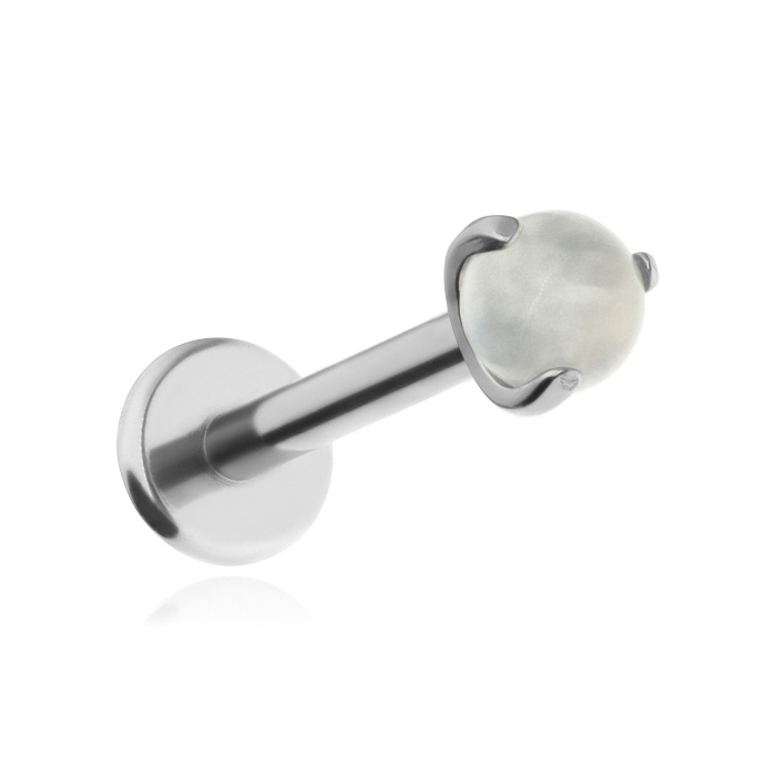 Titanium labret with moonstone - silver