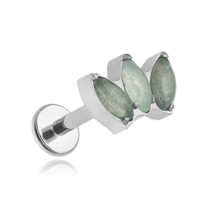 Titanium labret earring - milky green - TGW-128