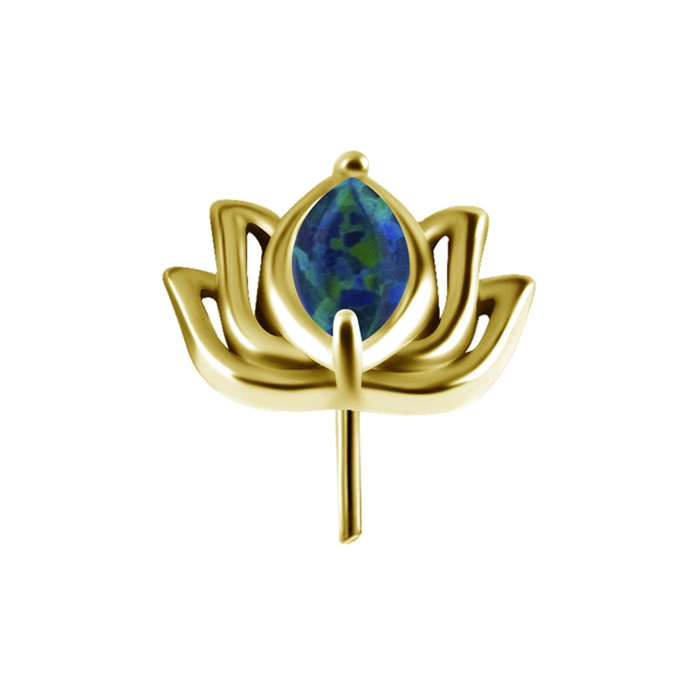 Attachment push in - lotus flower with green opal - CoCr NF - gold - PI-003