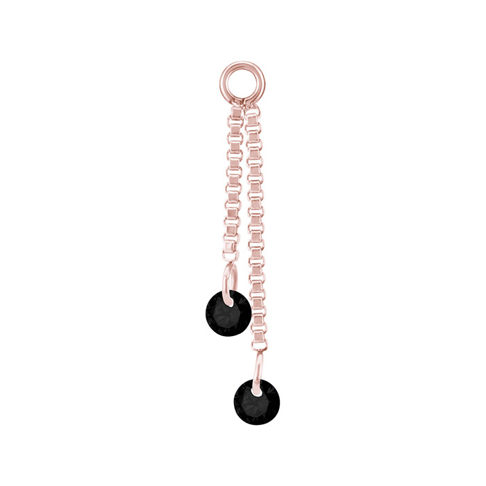 Charms chain with black cubic zirconias - rose gold - D-071