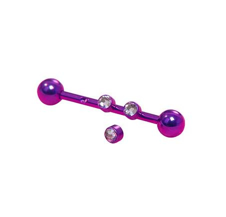 Titanium Barbell - purple Industrial with crystals - TSZ-004