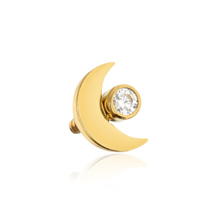 Titanium attachment moon with white zirconia - gold - TNA-201