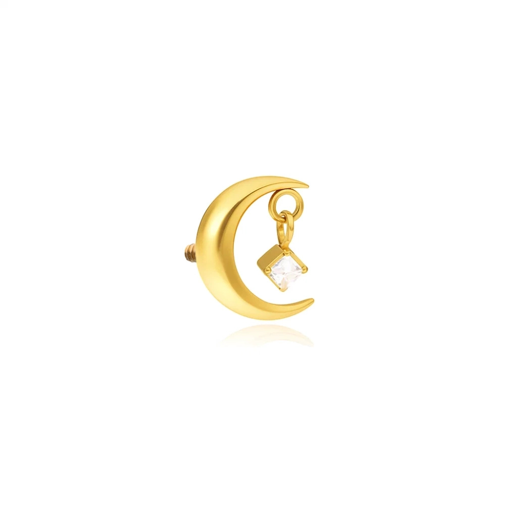 Titanium attachment moon with white zirconia - gold - TNA-204