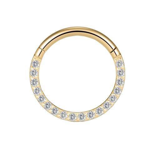 Ring clicker gold with white zirconia - K-003