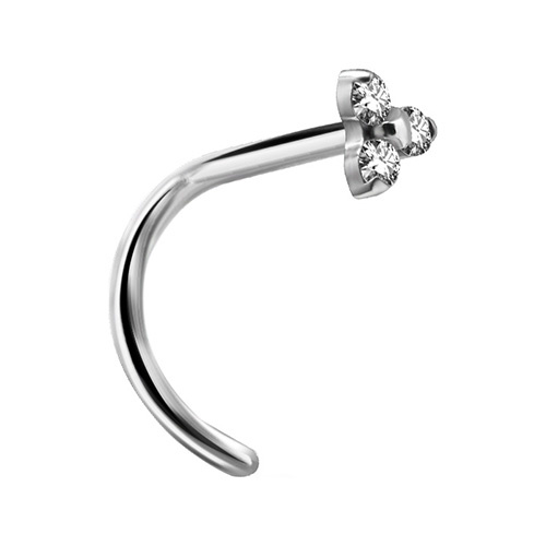 Premium Zirconia titanium nose stud with white zirconia - TN-017