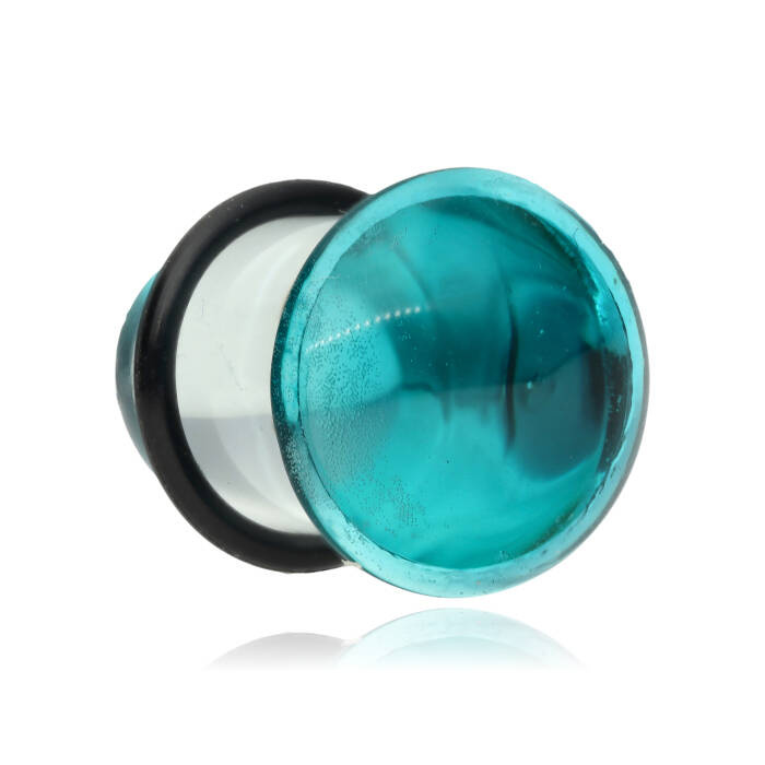 Glass plug with o-ring - blue - PT-061