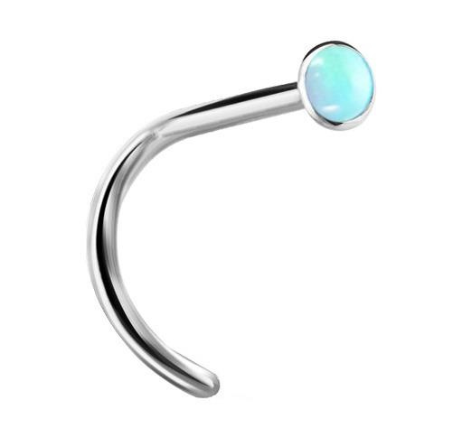 Titanium nose stud with light blue opal op17 - TN-005