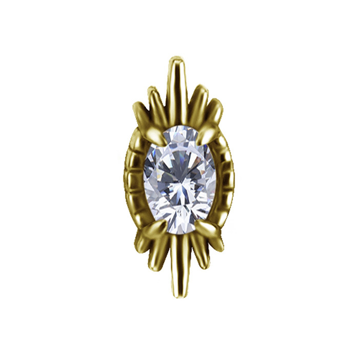 Attachment push in - with white zircons - CoCr NF - gold - PI-028