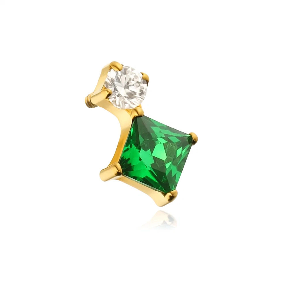 Titanium attachment with white and green zirconia - gold - TNA-135