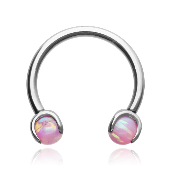 Titanium horseshoe with purple opal - TKP-004