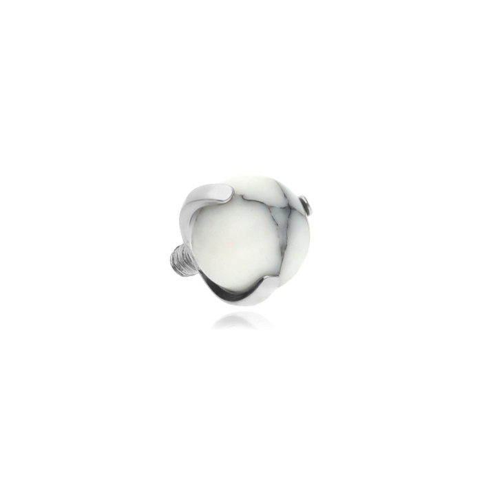 Titanium attachment - white Howlite - silver - TNA-020