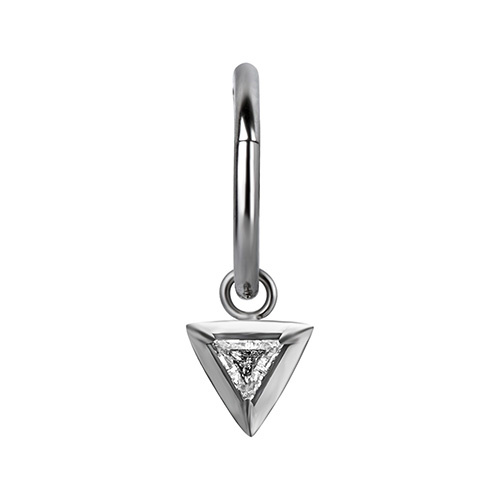 Charms - triangle with white zirconia - silver - D-065