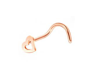 Rose gold decorative heart nose stud - NS-013