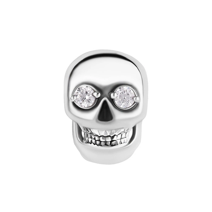Attachment push in - skull with white zircons - CoCr NF - silver - PI-005