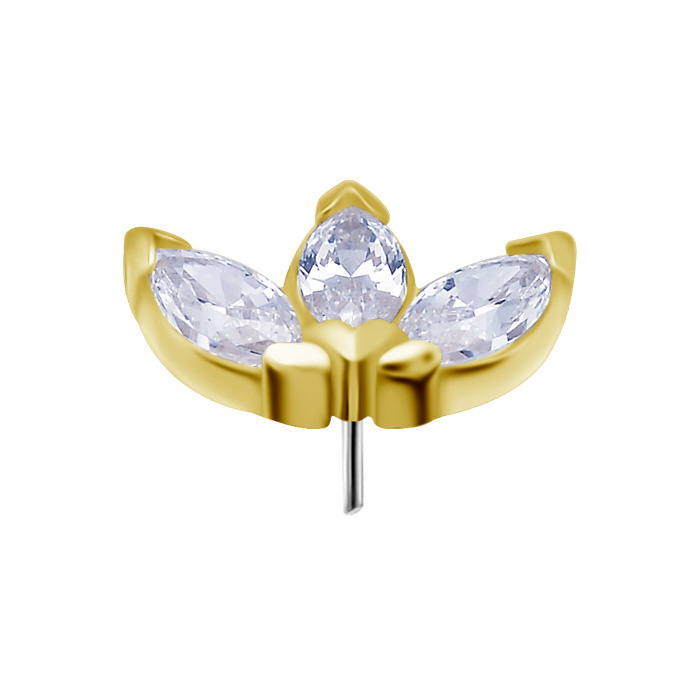 attachment 18K gold ornamental with white zircons - GD18K-041