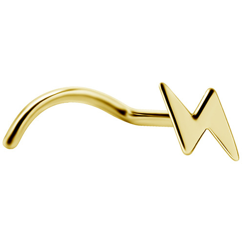 Titanium nose stud - gold lightning - TN-019