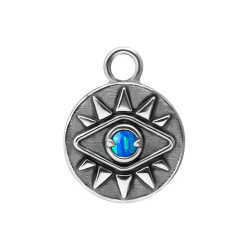 Charms - eye with opal - silver - D-056