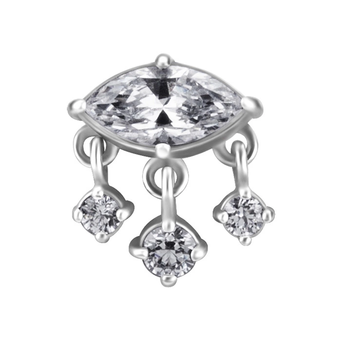 Attachment push in - with white zircons - CoCr NF - silver - PI-010