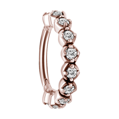 Clicker ring ring with white cubic zirconia - rose gold - K-006