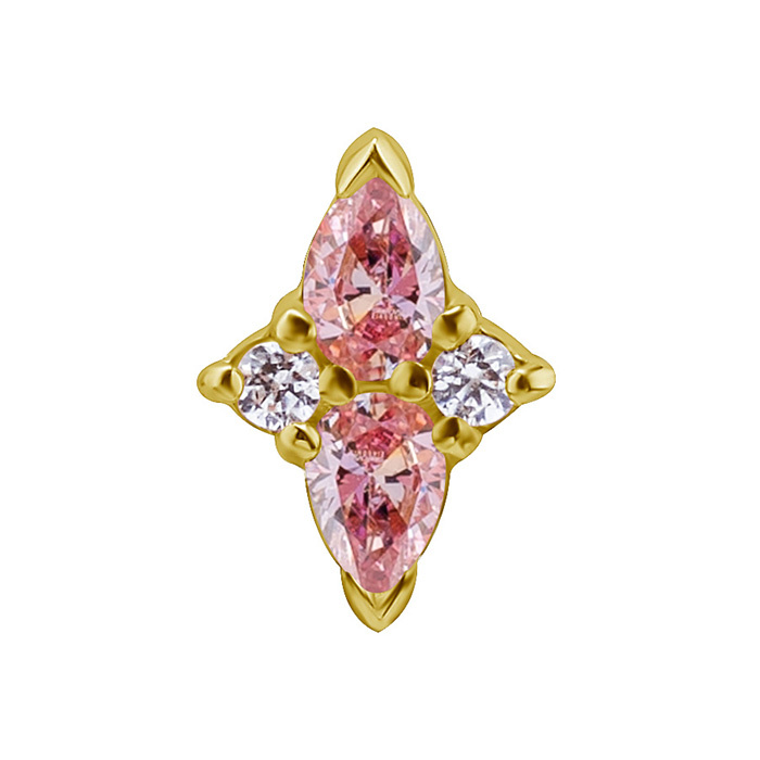 attachment 18K gold ornament with pink and white cubic zirconias - GD18K-046