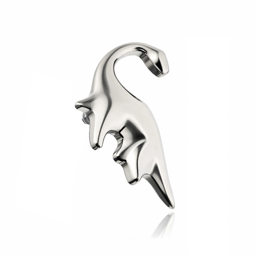 Titanium attachment with white zircons - silver - TNA-104