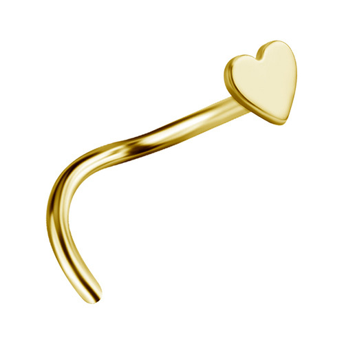 Titanium nose stud - heart - gold - TN-025