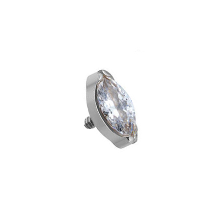 Titanium attachment  teardrop with white zirconia - silver - TNA-107