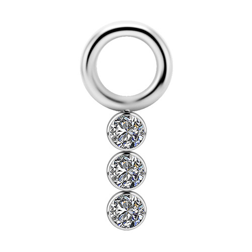 Titanium Charms - PREMIUM ZIRCON - silver - S - D-060